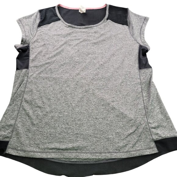 Champion C9 Womans Large Open Back Cut Out Gray Black Mesh Accent Athletic Top - Picture 3 of 13